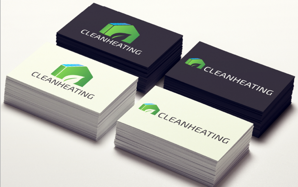 Cleanheating logo on business card mockup
